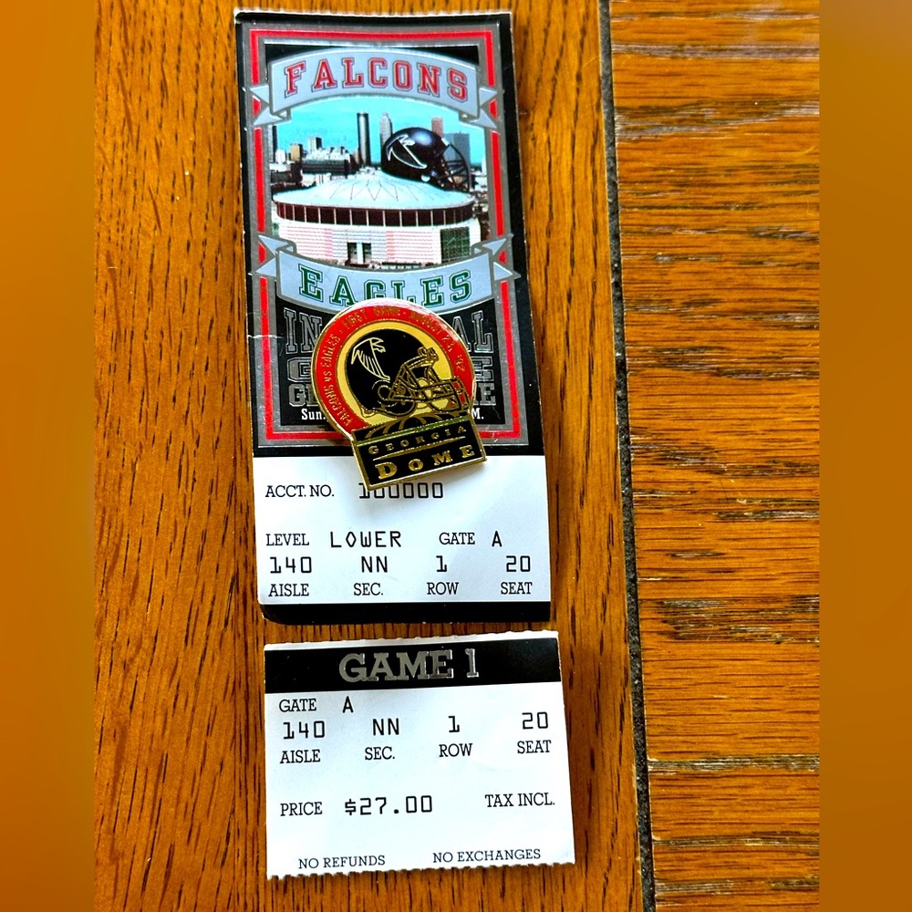 1992 Atlanta Falcons VS Philadelphia Eagles Ticket Inaugural Georgia Dome GUC